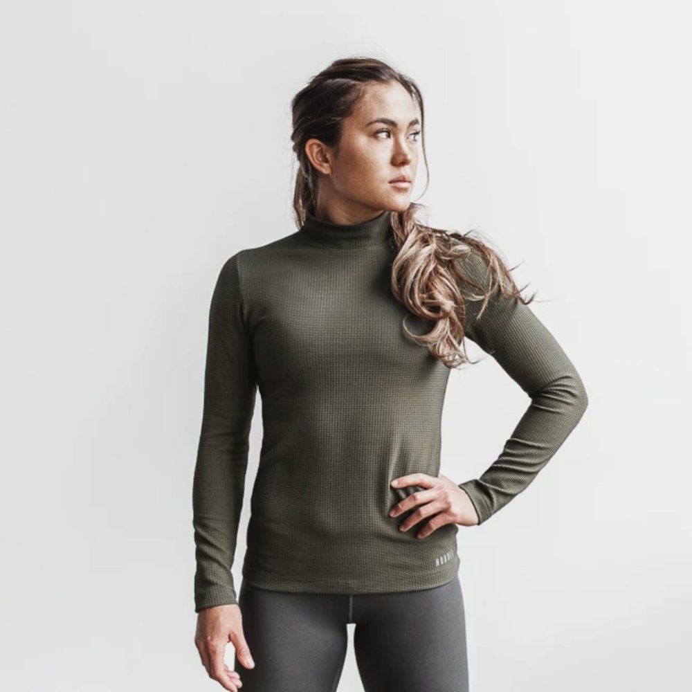 NoBull Project Army Green Long Sleeve Waffle Shirt